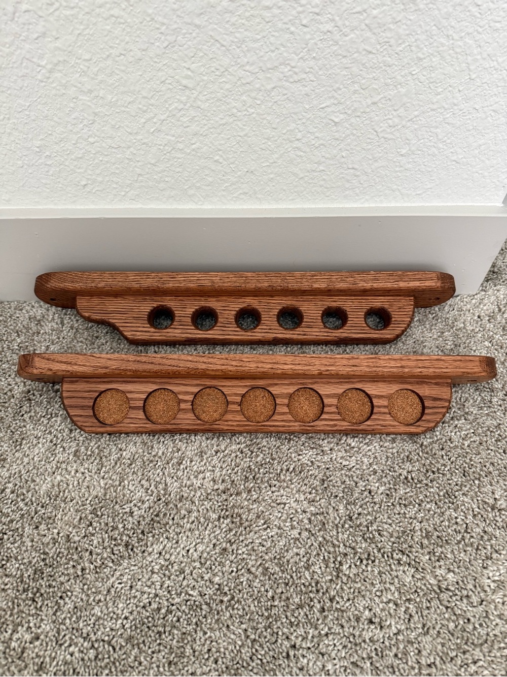 Oak Pool Stick Holder Wall Mount